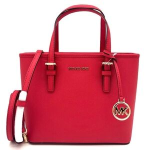 Michael Kors Jet Set Travel Extra-Small Top Zip Tote Bag Red